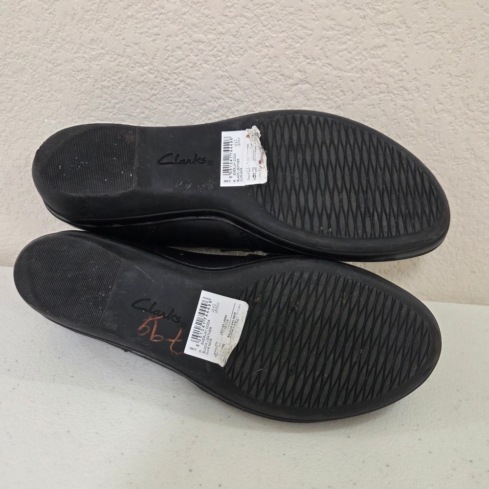 Clarks Collection Everlay Coda Black Leather Ruched Wedge Loafers Womens 6.5 M - Picture 5 of 6
